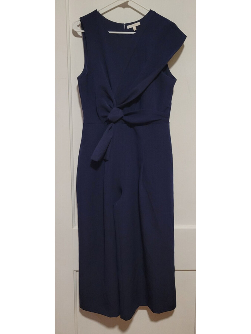Harlyn Twist Flared Jumpsuit Anthropologie Navy Large Wide leg Fashionista Chic